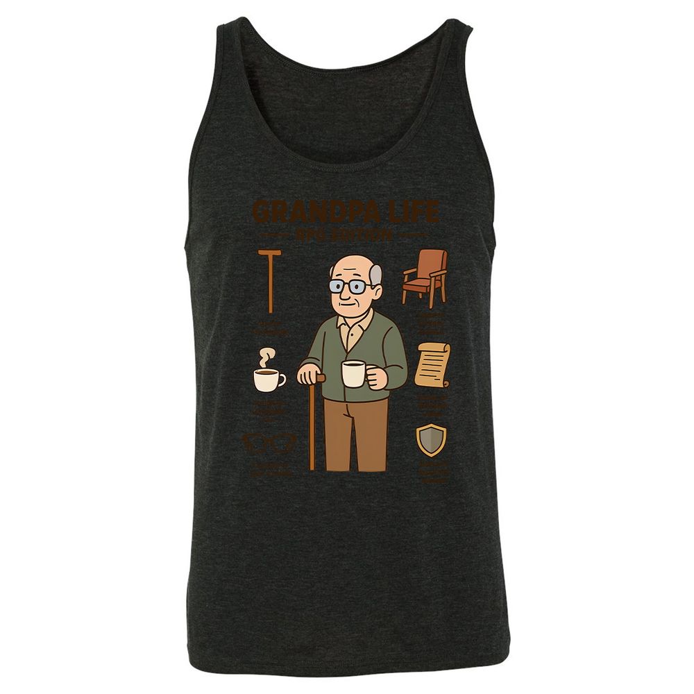 Grandpa Life RPG Edition Unisex Jersey Tank - Charcoal Black Triblend - 5