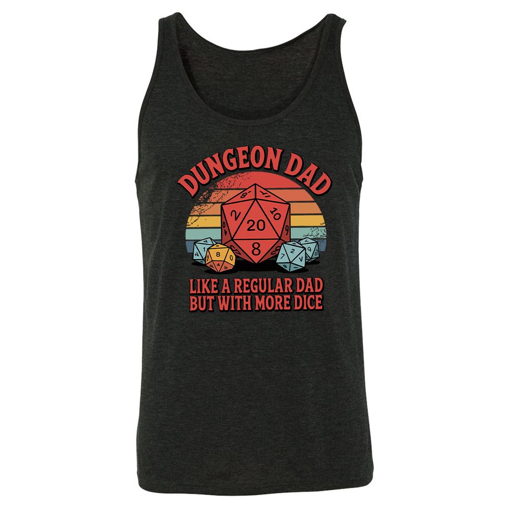 Dungeon Dad With More Dice Unisex Jersey Tank - Charcoal Black Triblend - 5