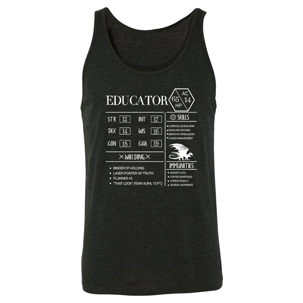 Educator New Unisex Jersey Tank - Charcoal Black Triblend - 5
