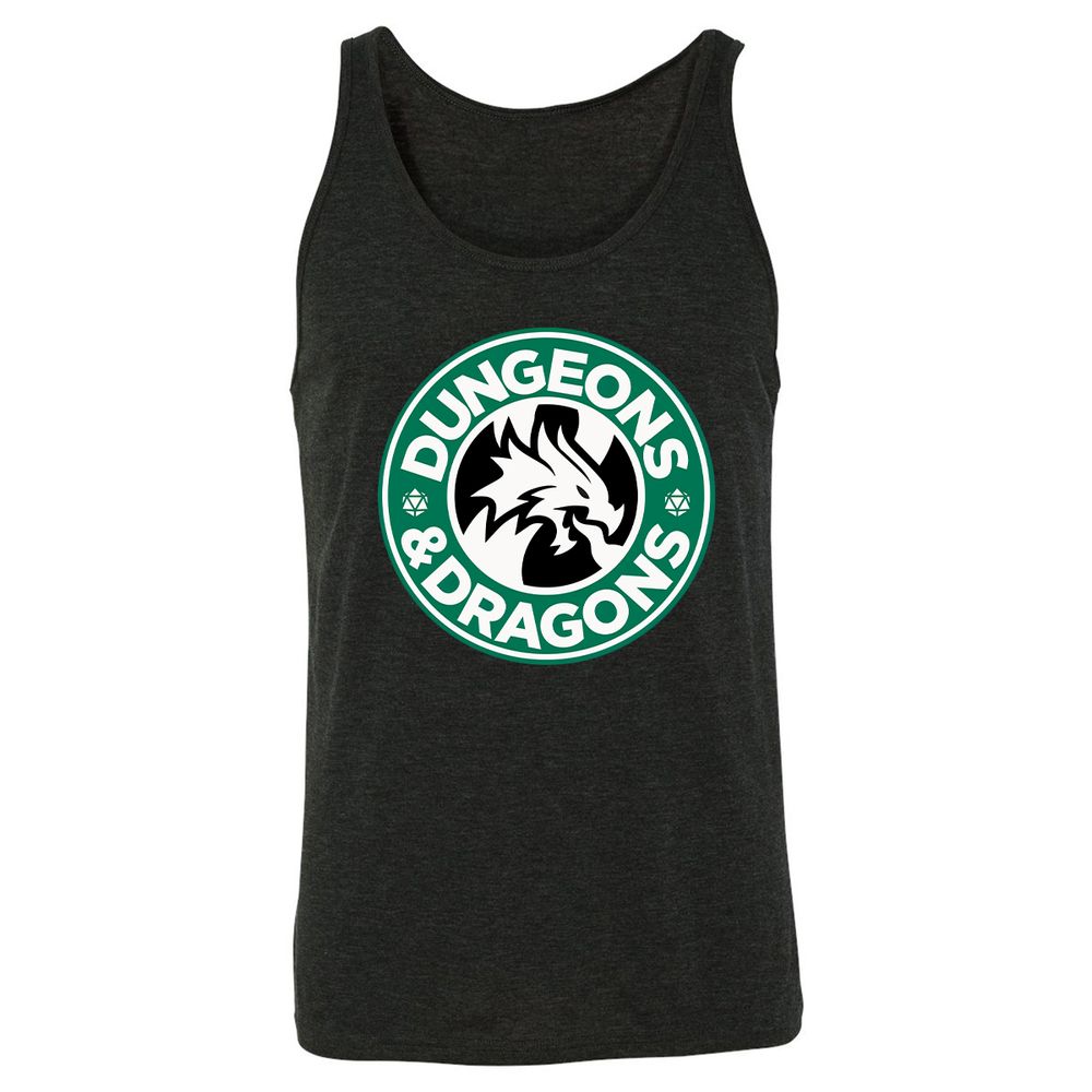 D&D Coffee Unisex Jersey Tank - Charcoal Black Triblend - 5