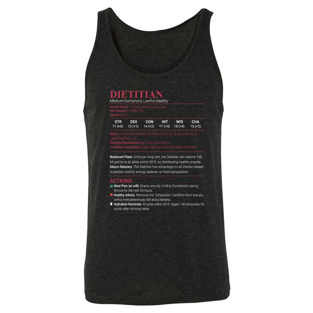 Dietitian Unisex Jersey Tank - Charcoal Black Triblend - 5