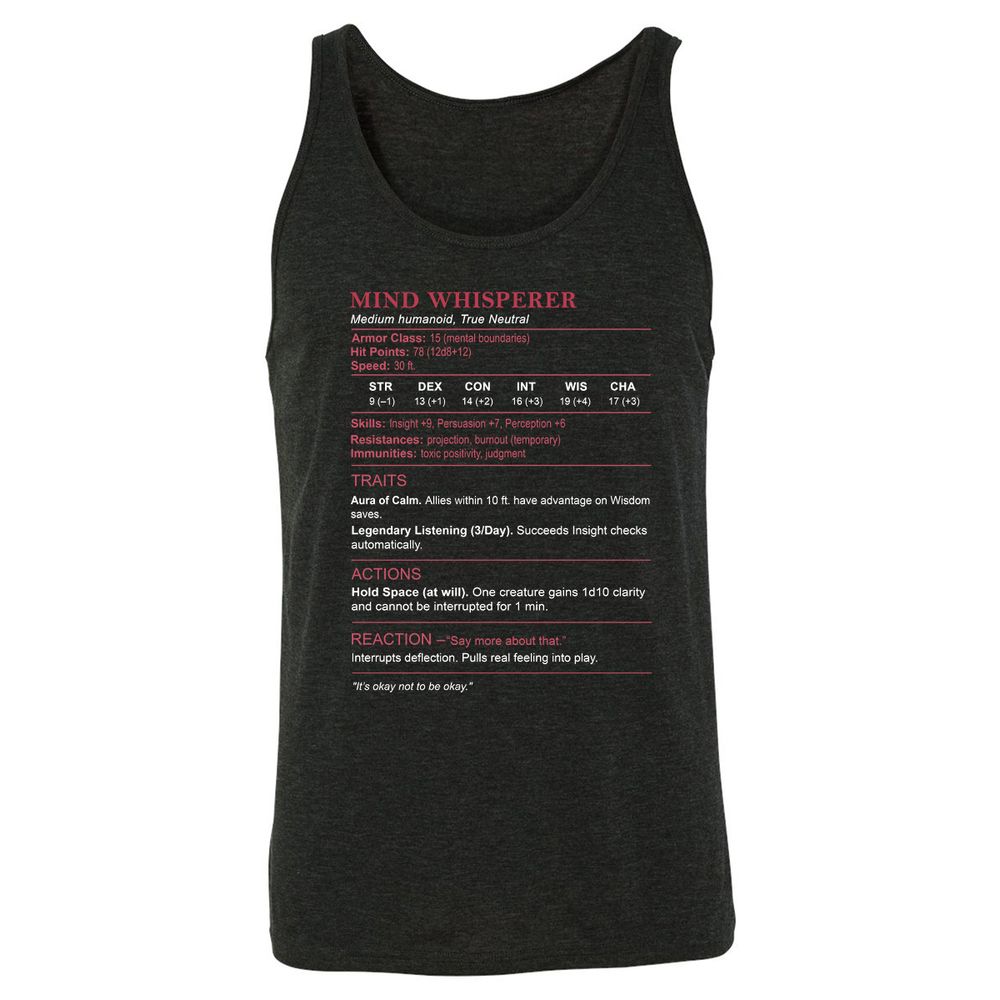 Therapist Stats Unisex Jersey Tank - Charcoal Black Triblend - 5