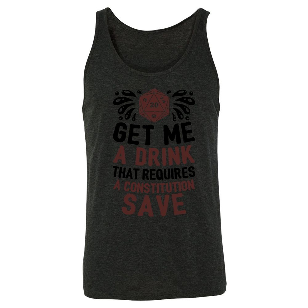 Get Me A Drink Unisex Jersey Tank - Charcoal Black Triblend - 5
