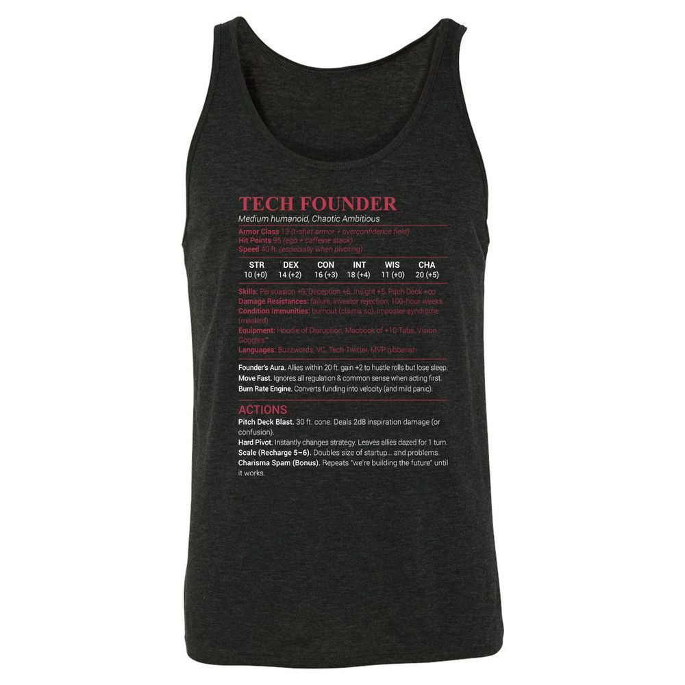 Tech Founder Unisex Jersey Tank - Charcoal Black Triblend - 5