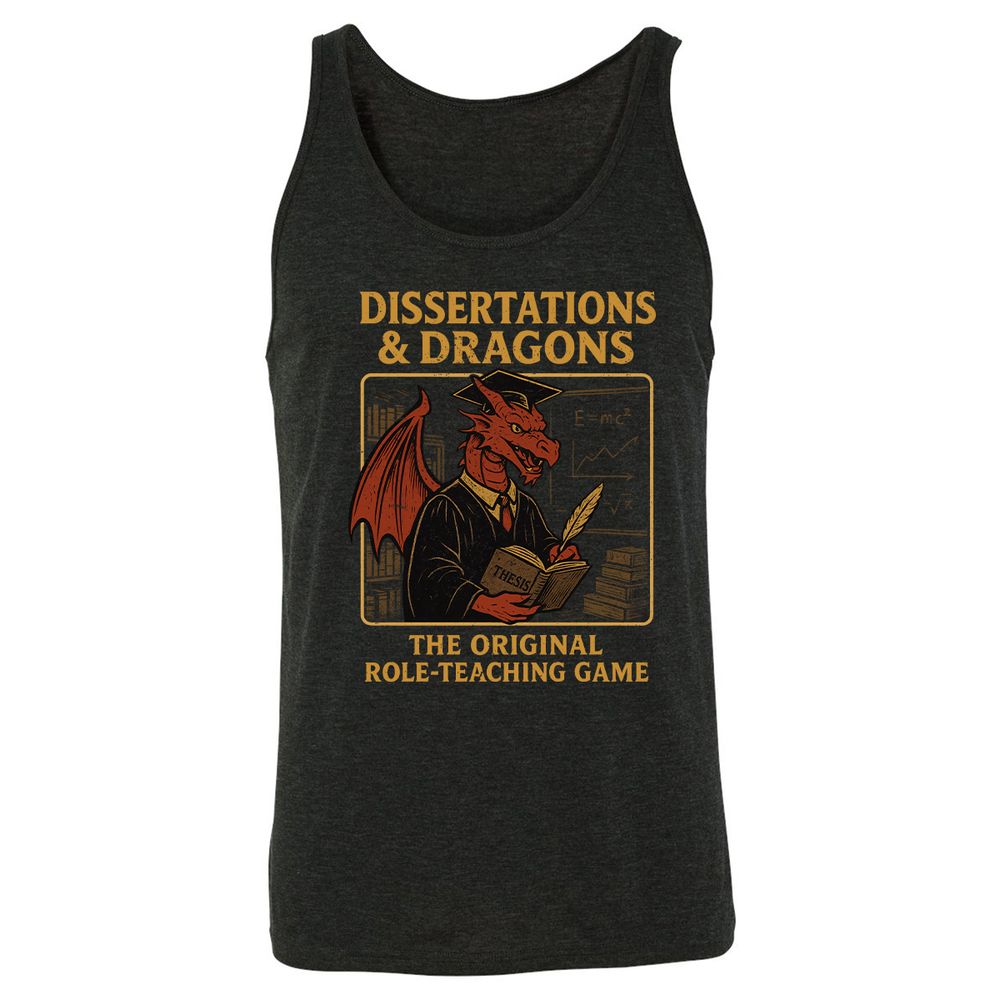 Disserations & Dragons Unisex Jersey Tank - Charcoal Black Triblend - 5