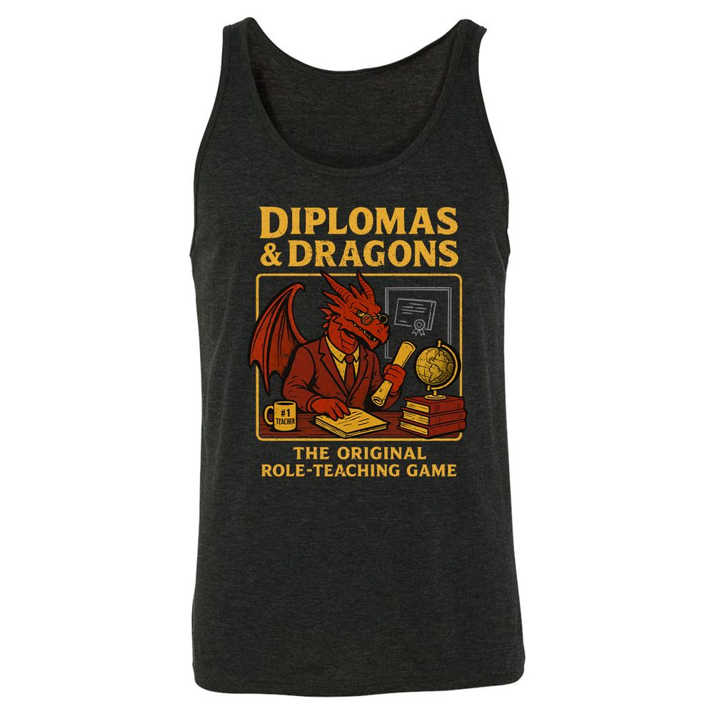 Diplomas & Dragons Unisex Jersey Tank - Charcoal Black Triblend - 5