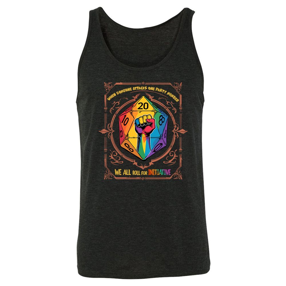 Roll For Initiative Unisex Jersey Tank - Charcoal Black Triblend - 5