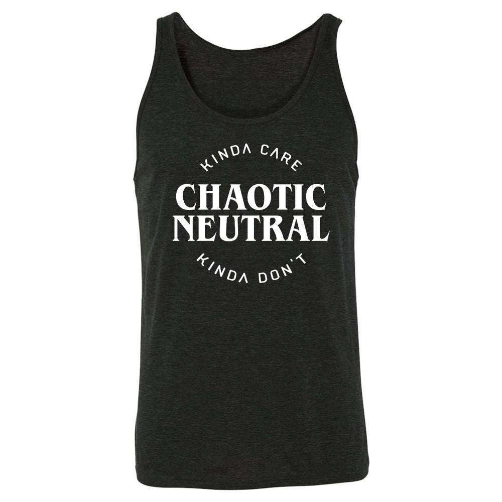 Chaotic Neutral Alignment Kinda Care Kinda Don't Unisex Jersey Tank - Charcoal Black Triblend - 5