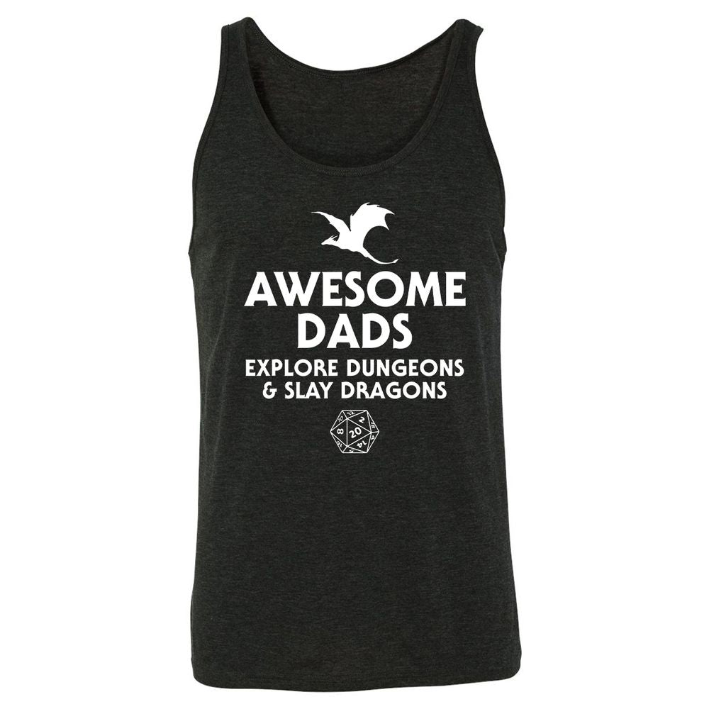 Awesome Dads Slay Dragons Unisex Jersey Tank - Charcoal Black Triblend - 5
