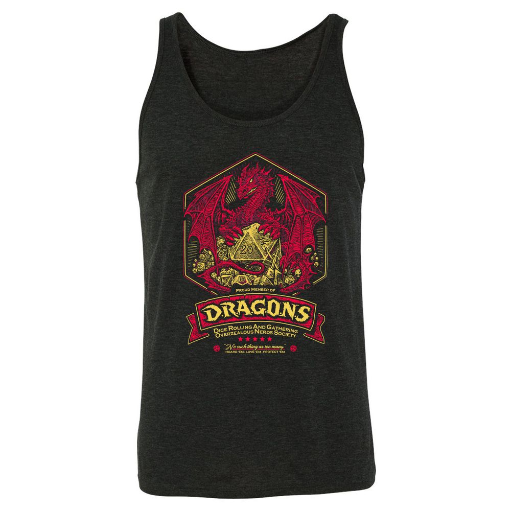 Fantasy Dragon With Dice - Charcoal Black Triblend - 5