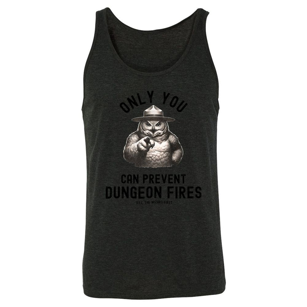 Only You Can Prevent Dungeon Fires Unisex Jersey Tank - Charcoal Black Triblend - 5