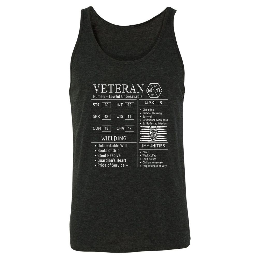 2710 veteran stats new Unisex Jersey Tank - Charcoal Black Triblend - 5