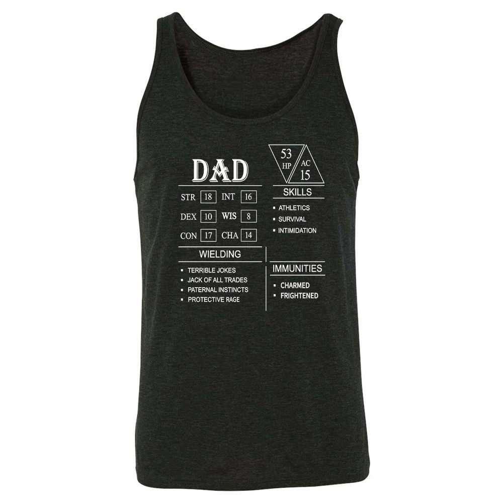 Dad Stat Block Unisex Jersey Tank - Charcoal Black Triblend - 5