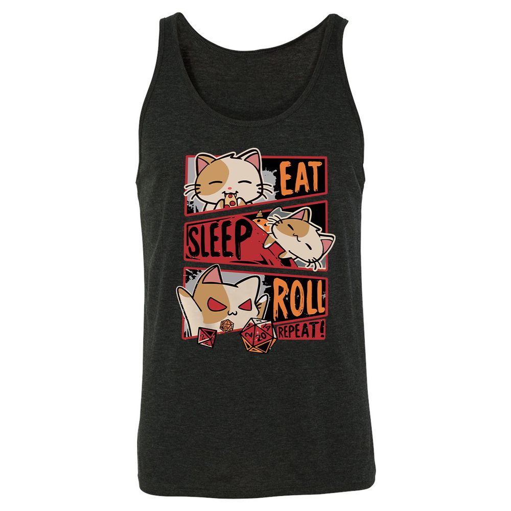 Eat Sleep Roll Repeat Unisex Jersey Tank - Charcoal Black Triblend - 5