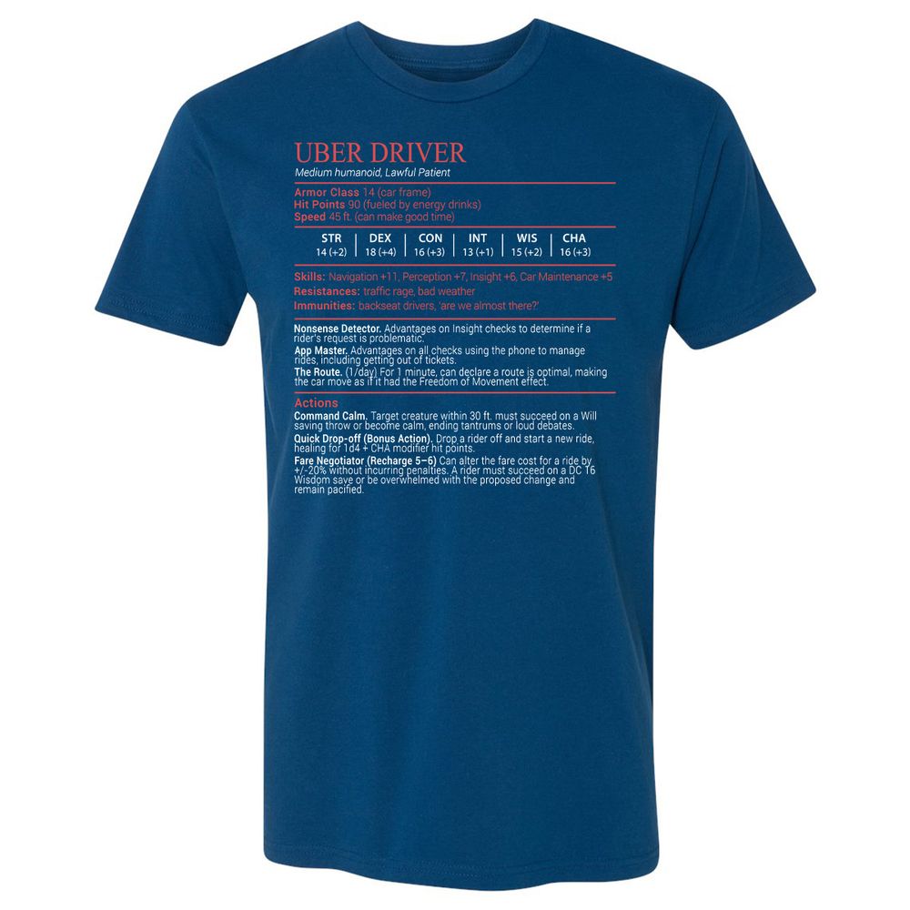 Uber Driver Stats Block Premium Unisex T-Shirt - Cool Blue - 5