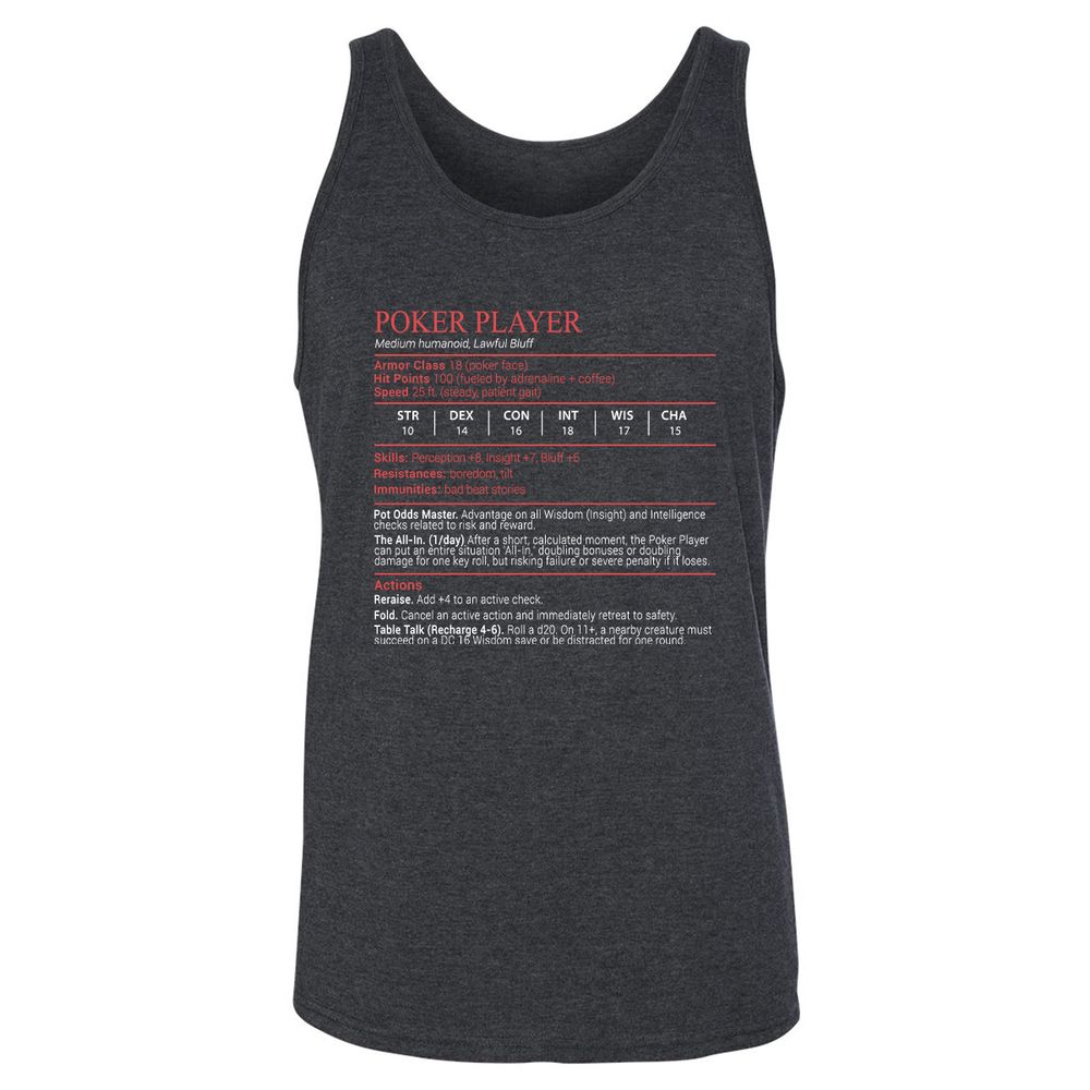 Poker Player Stats Block - Dark Grey Heather - 5