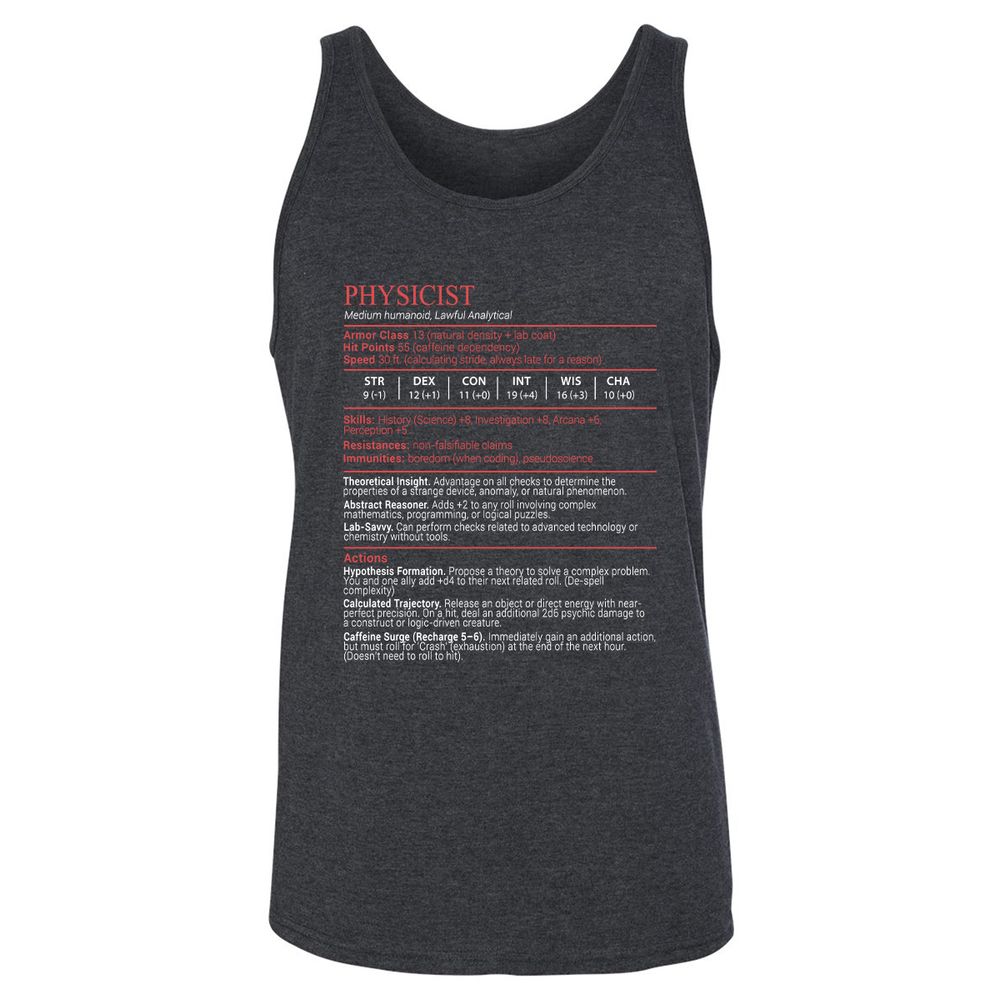 Physicist Stats Block - Dark Grey Heather - 5