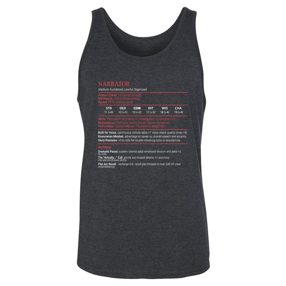 Narrator Stats Block - Dark Grey Heather - 5