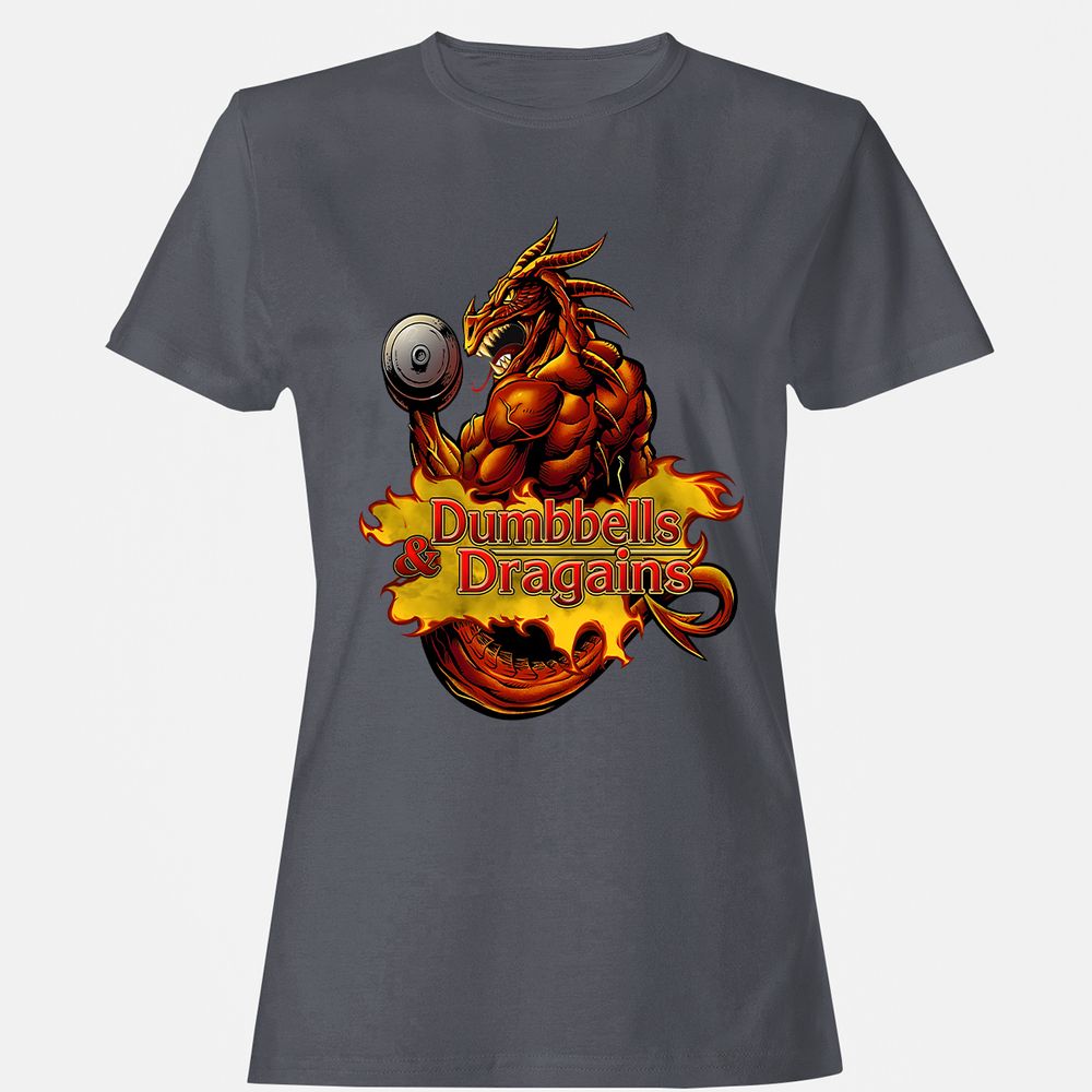 Dumbbells & Dragains Women's T-Shirt - Dark Heather - 5