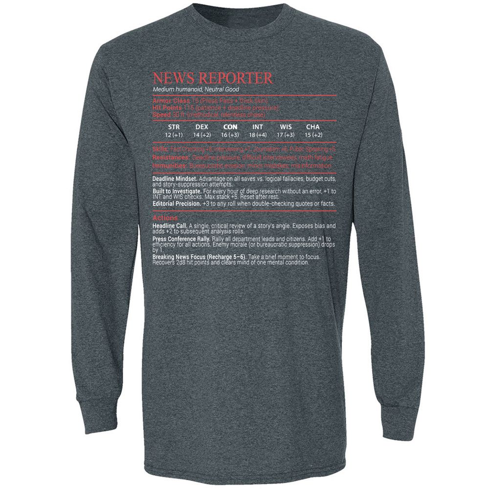 News Reporter Stats Block - Dark Heather - 5