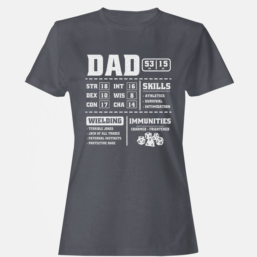 Dad Stat Block 2 Women's T-Shirt - Dark Heather - 5