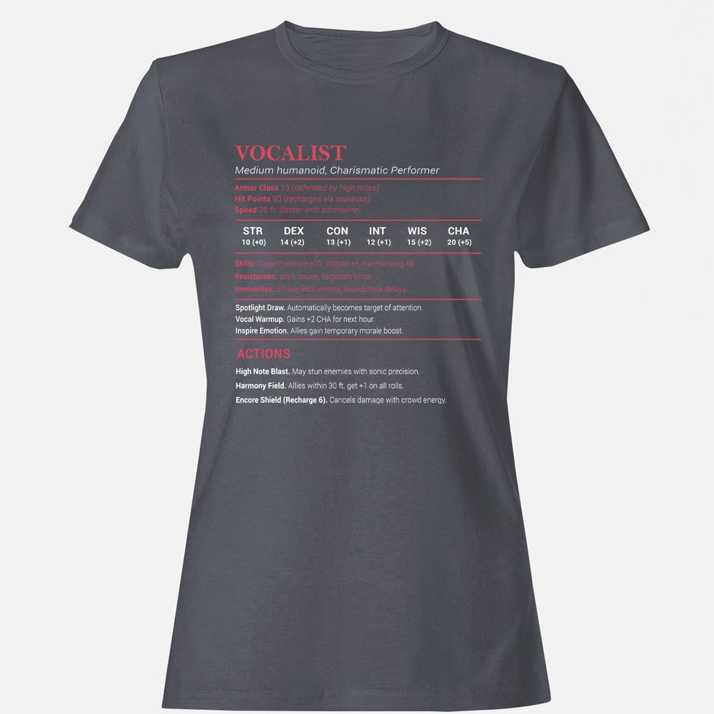 Vocalist Stats Women's T-Shirt - Dark Heather - 5
