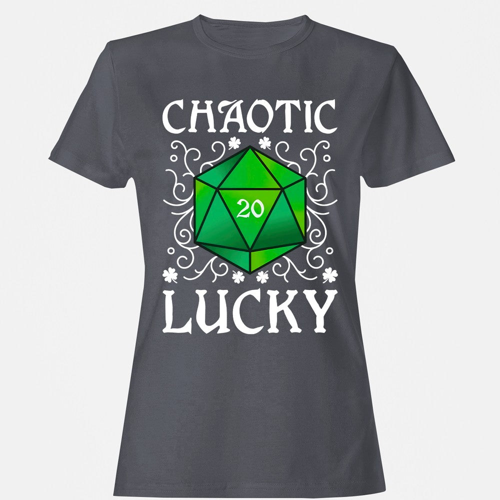 Chaotic Lucky D20 Dice Women's T-Shirt - Dark Heather - 5