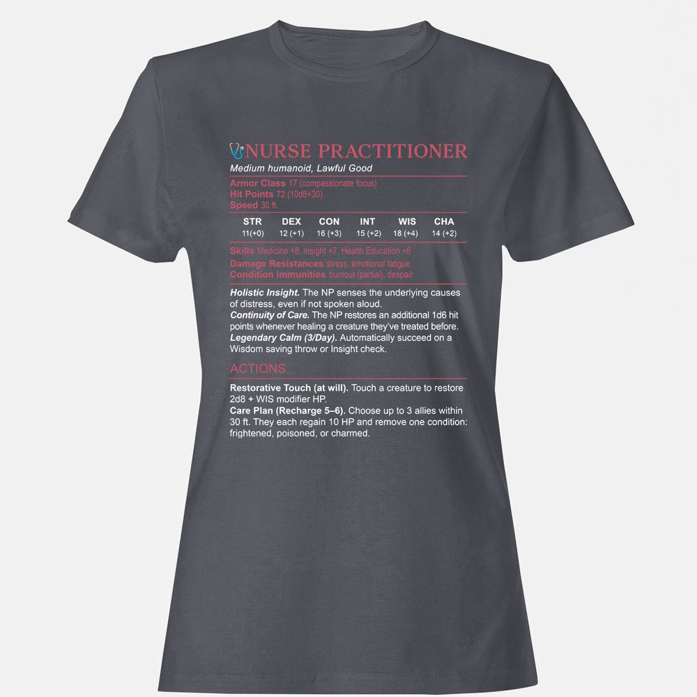 Nurse Practitioner Stats Women's T-Shirt - Dark Heather - 5