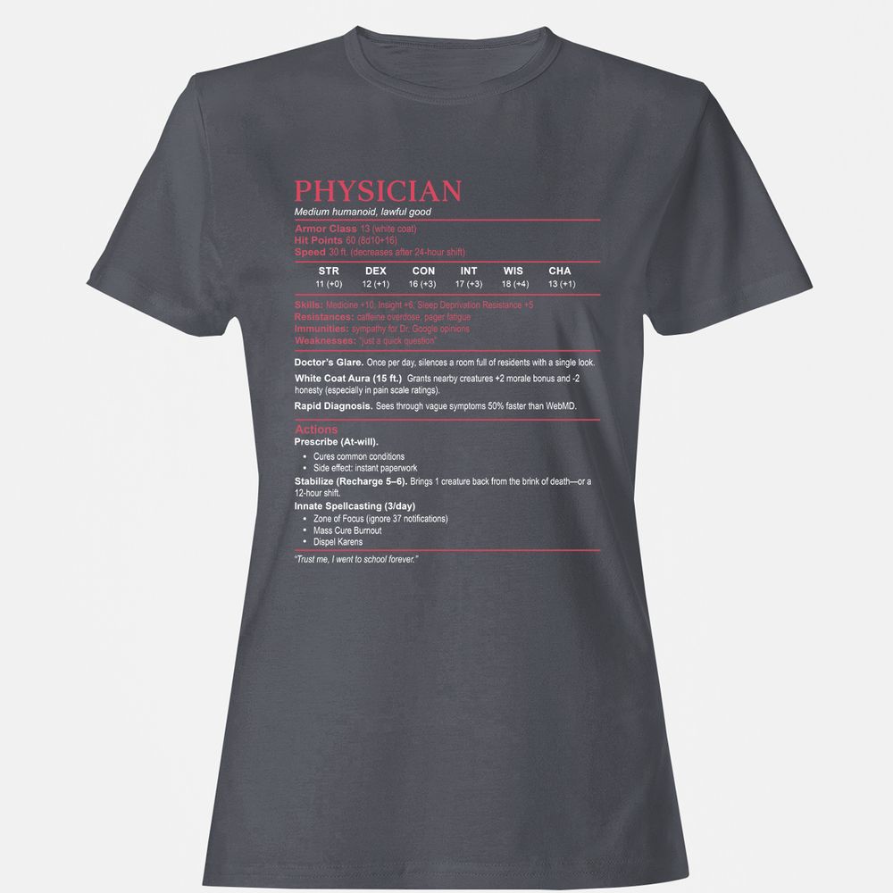 Physician Stats Women's T-Shirt - Dark Heather - 5