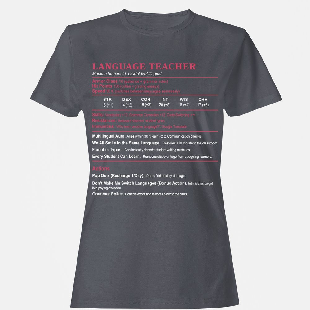 Language Teacher Women's T-Shirt - Dark Heather - 5