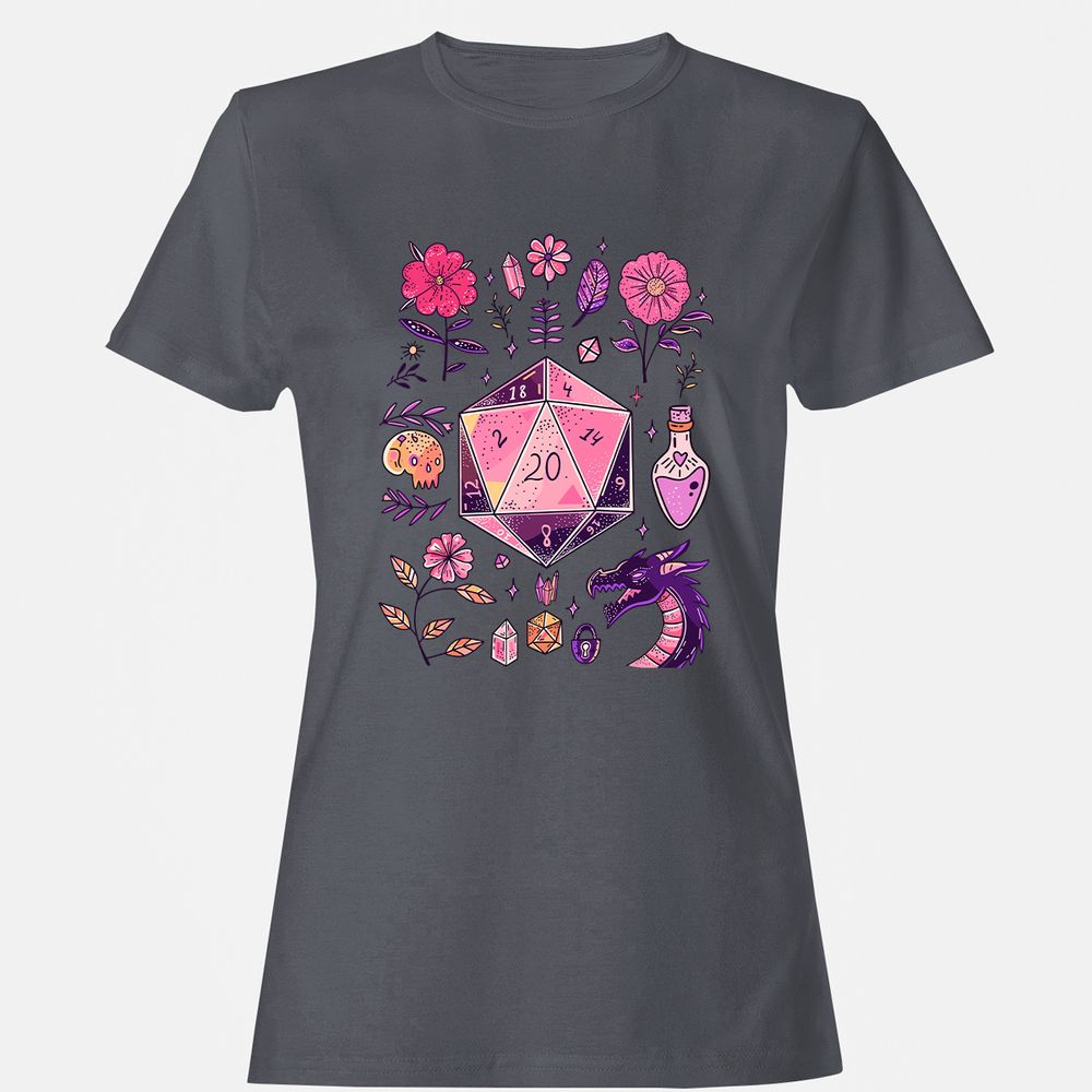 Mystic D20 Floral Dice Art - Dark Heather - 5