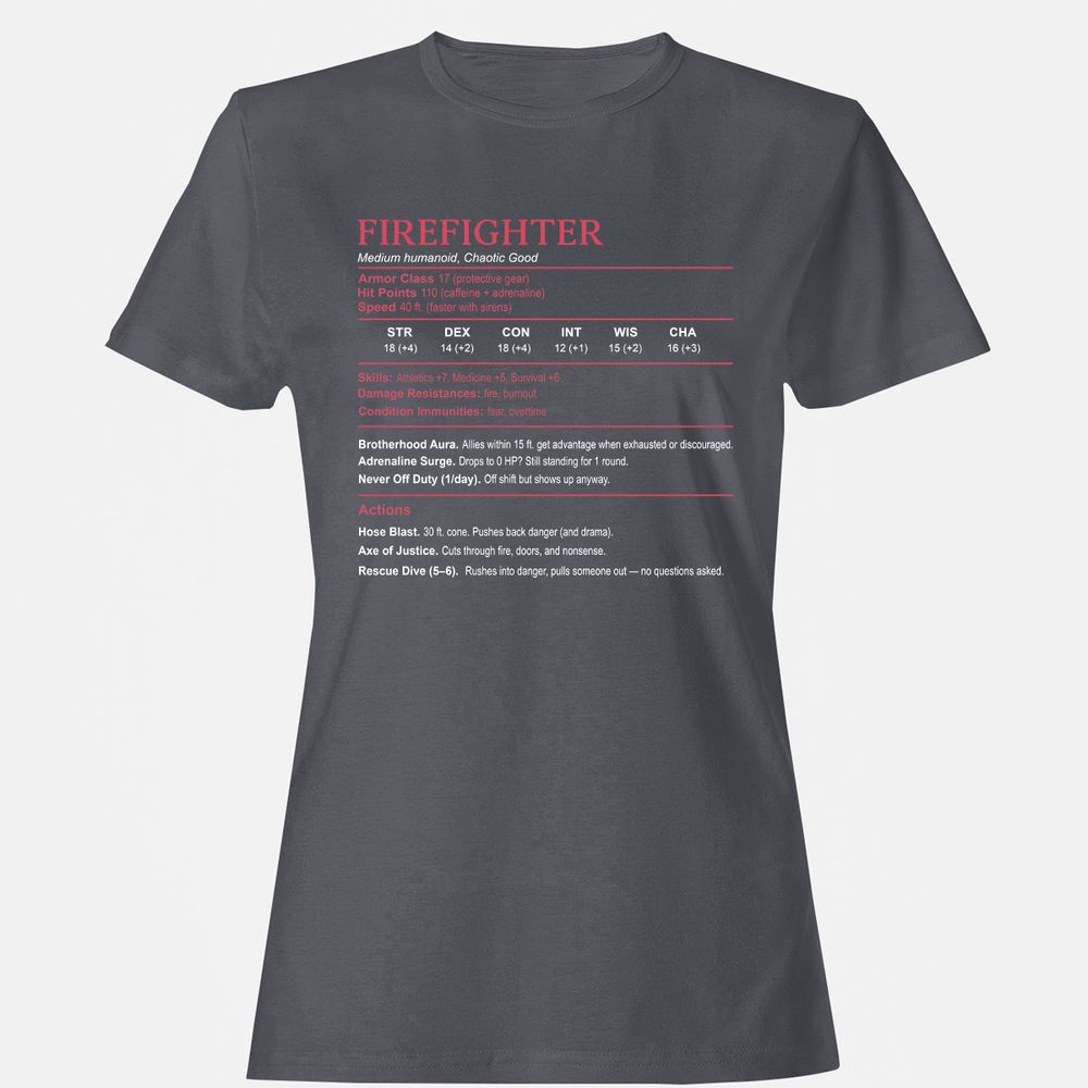 Firefighter Stats Women's T-Shirt - Dark Heather - 5