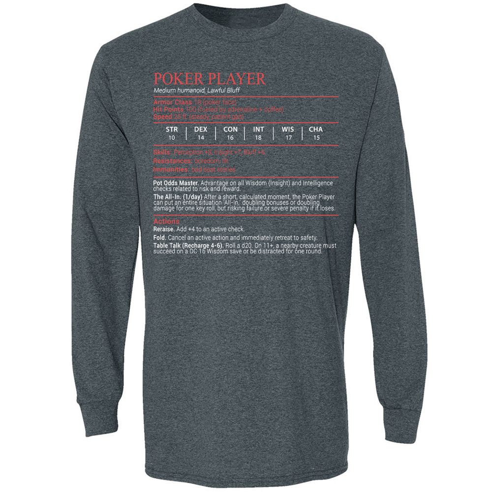 Poker Player Stats Block - Dark Heather - 5