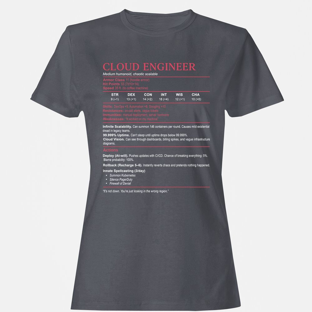 Cloud Engineer Stats Women's T-Shirt - Dark Heather - 5