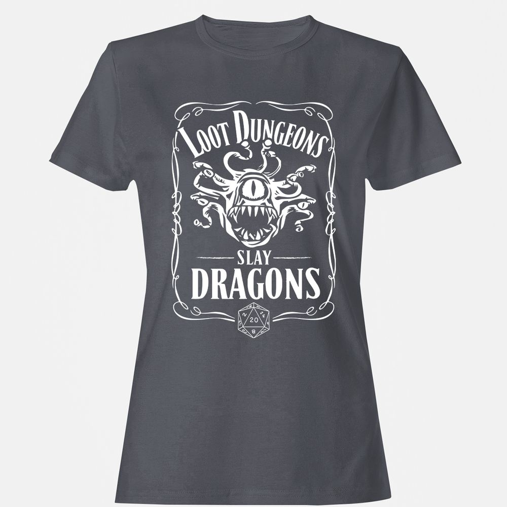 Loot Dungeon Slay Dragons Women's T-Shirt - Dark Heather - 5