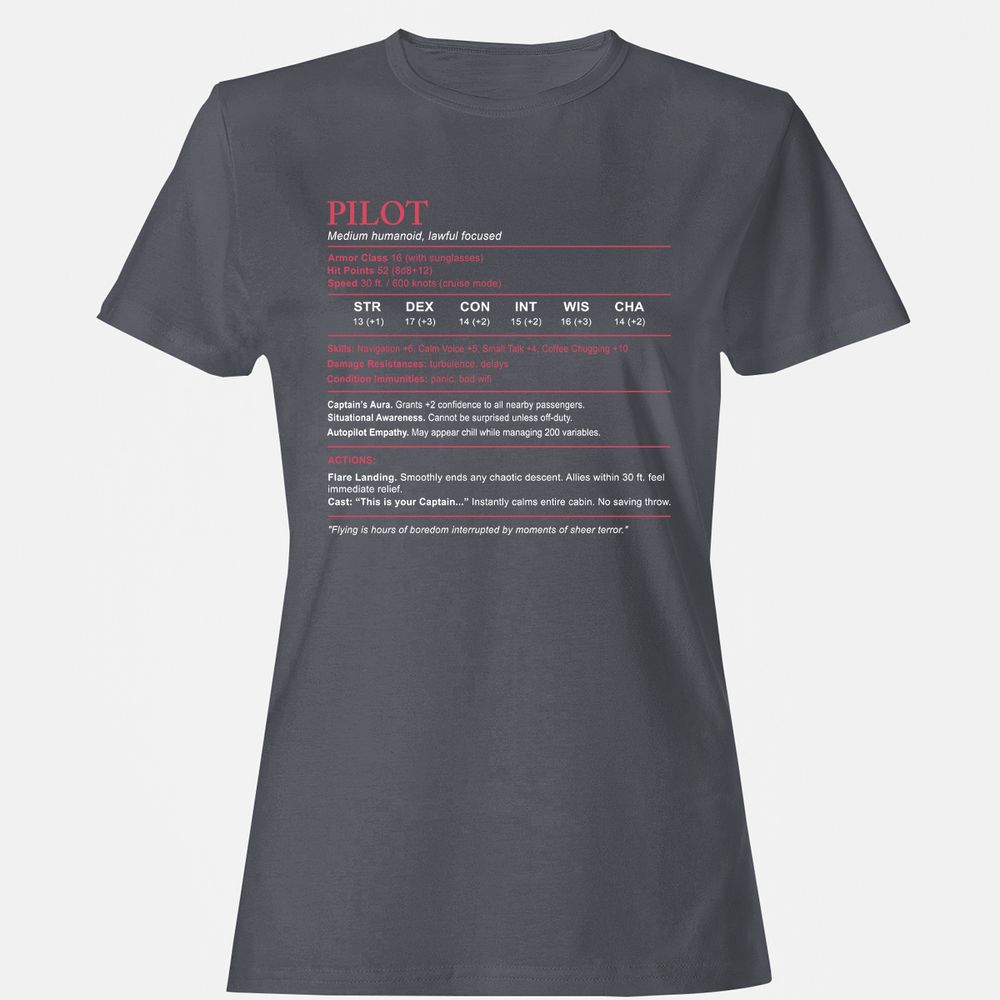 Pilot Stats Women's T-Shirt - Dark Heather - 5