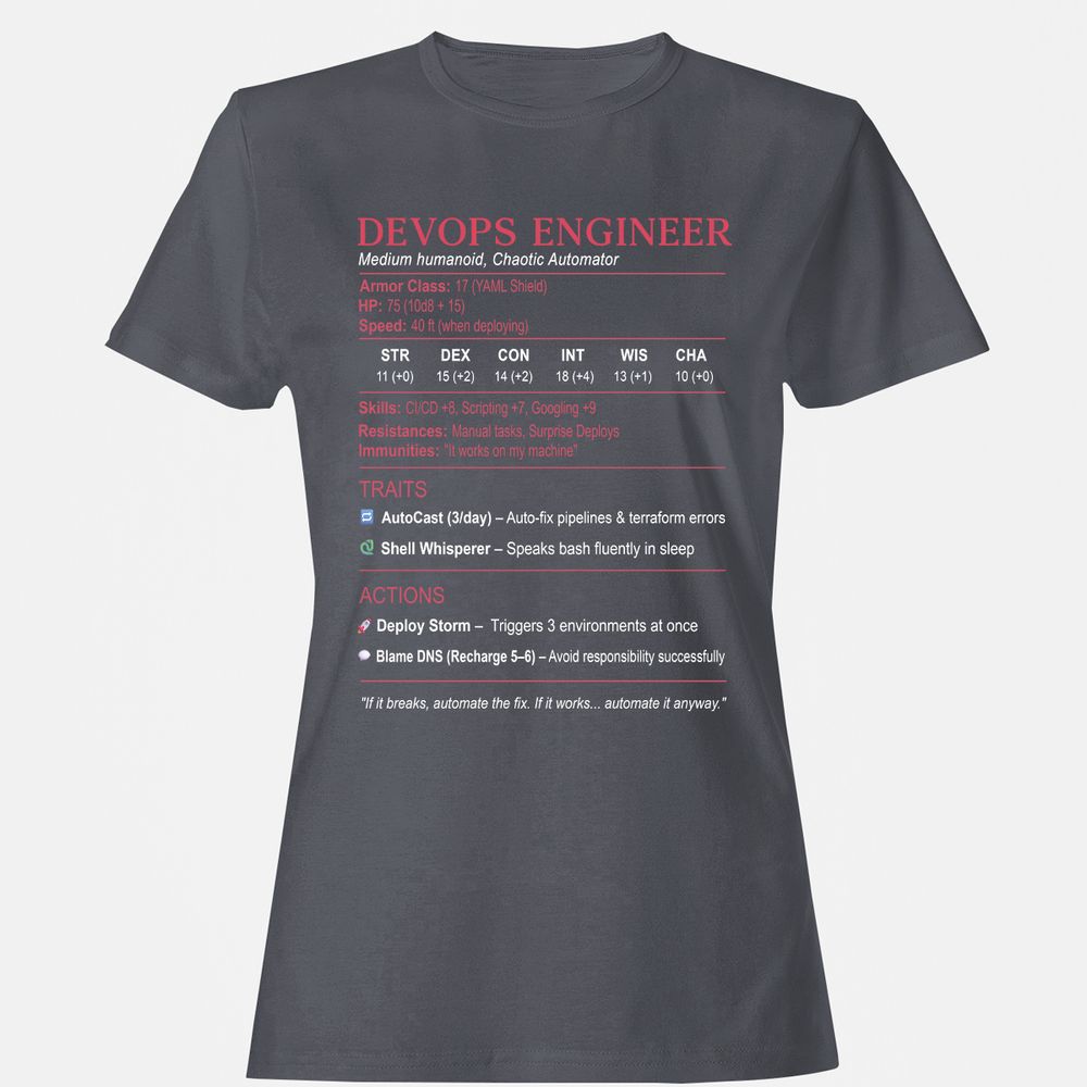 DevOps Engineer Stats Women's T-Shirt - Dark Heather - 5