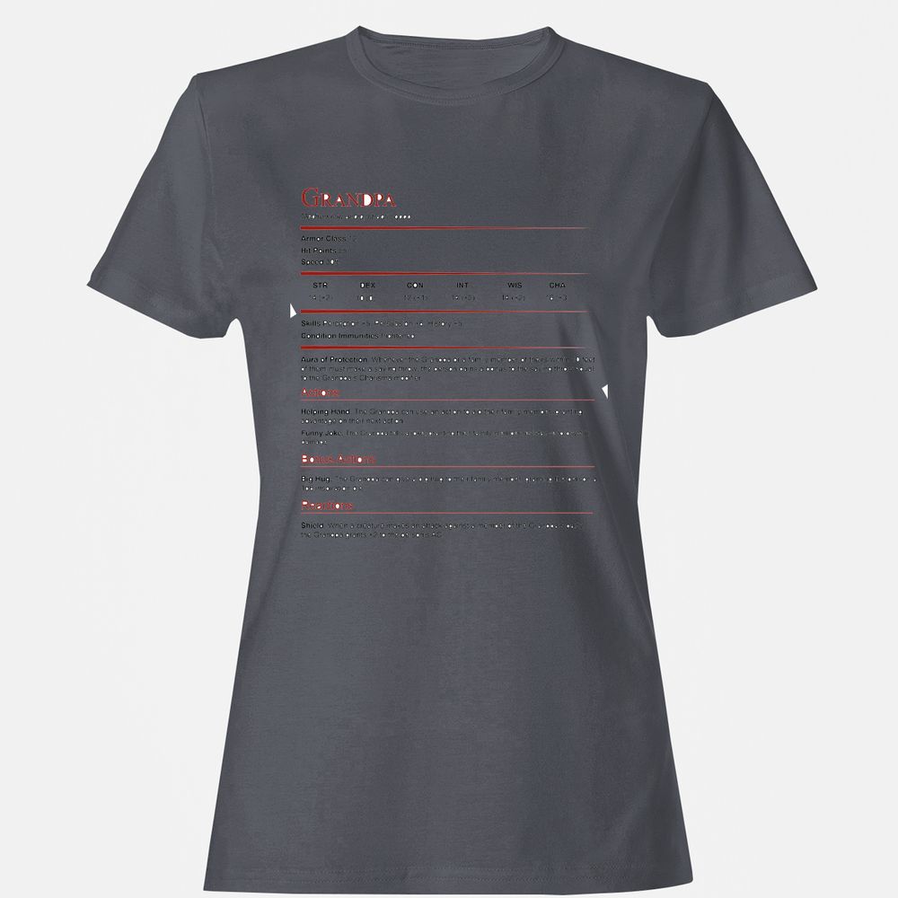 Grandpa Stat Block Women's T-Shirt - Dark Heather - 5