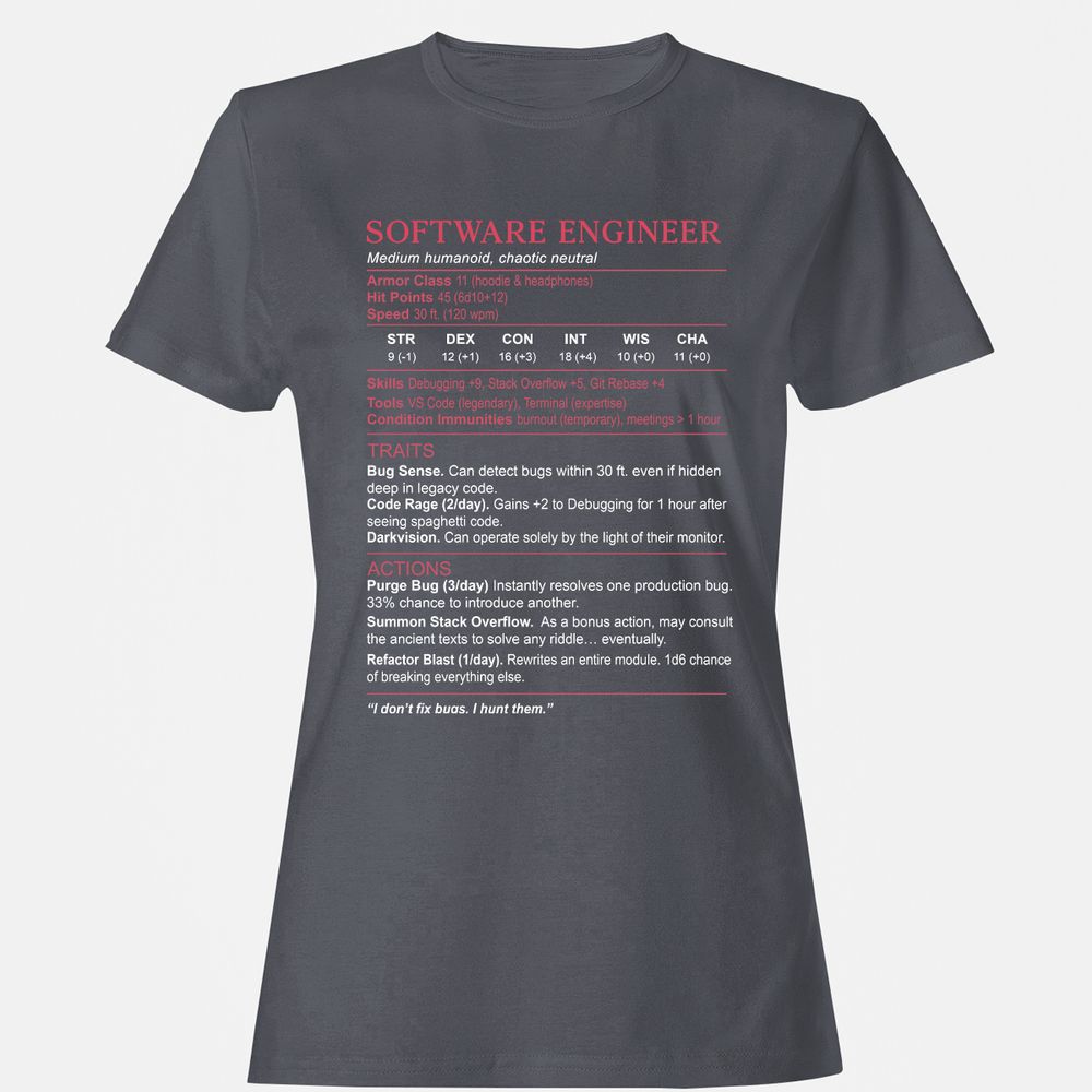 Software Engineer Stats Women's T-Shirt - Dark Heather - 5