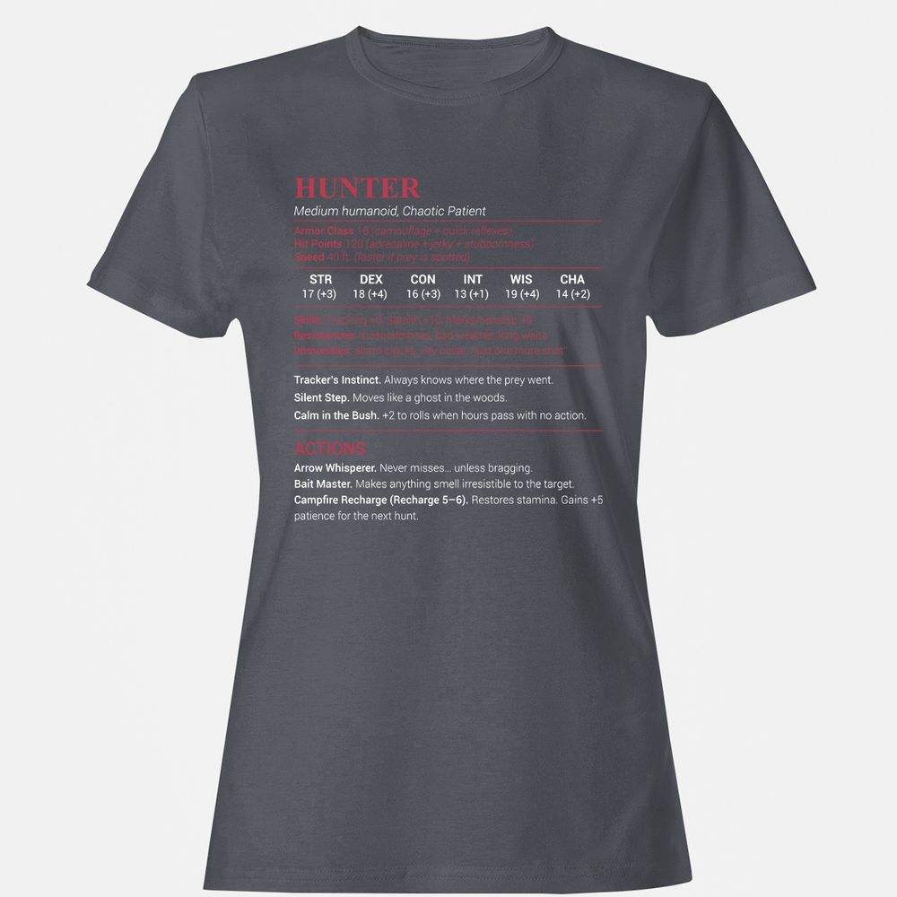 Hunter Stats Women's T-Shirt - Dark Heather - 5
