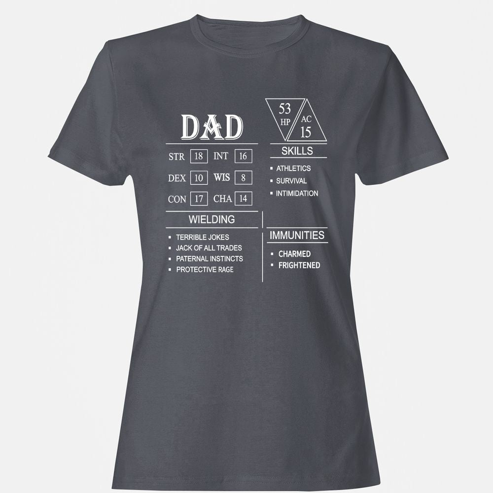 Dad Stat Block Women's T-Shirt - Dark Heather - 5
