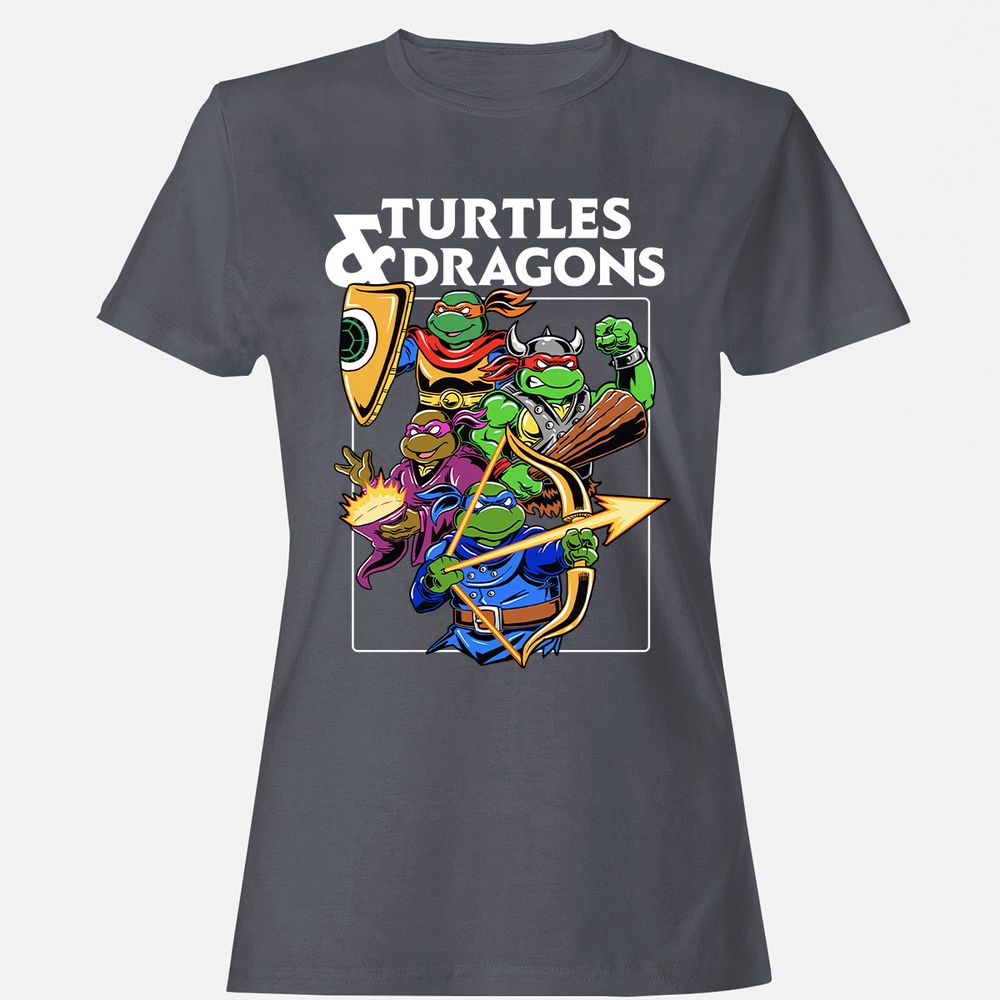 Turtles & Dragons Women's T-Shirt - Dark Heather - 5