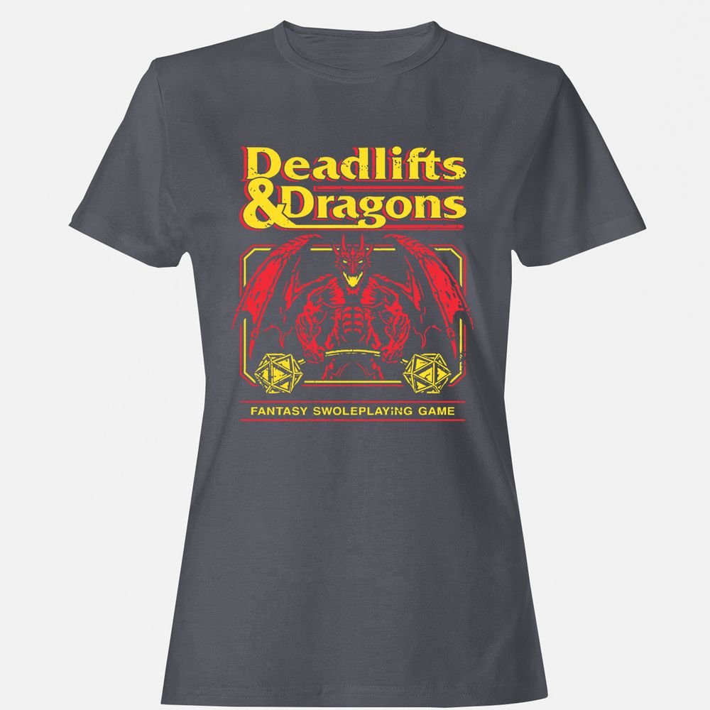 Deadlifts And Dragons Women's T-Shirt - Dark Heather - 5