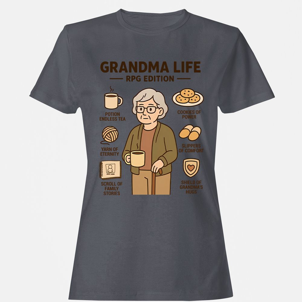 Grandma Life RPG Edition Women's T-Shirt - Dark Heather - 5