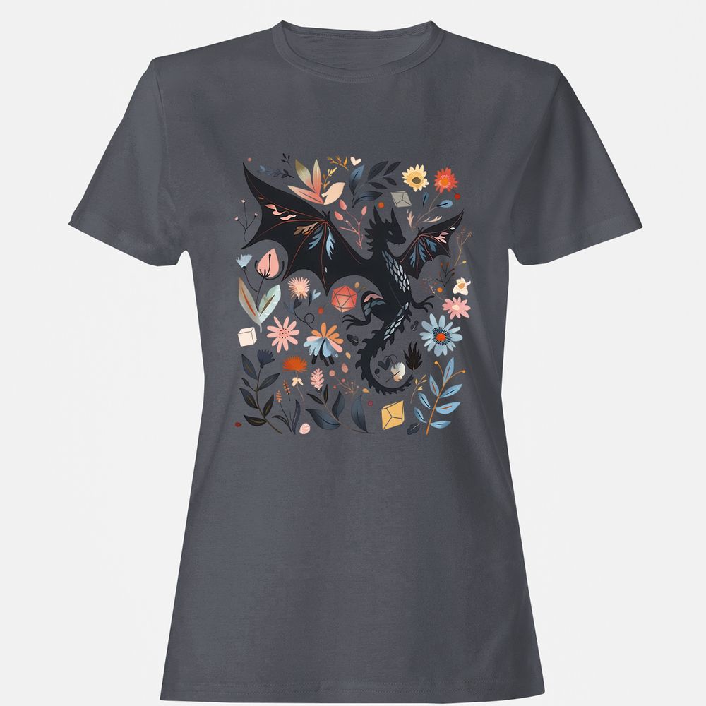 Floral DnD Dragon - Dark Heather - 5