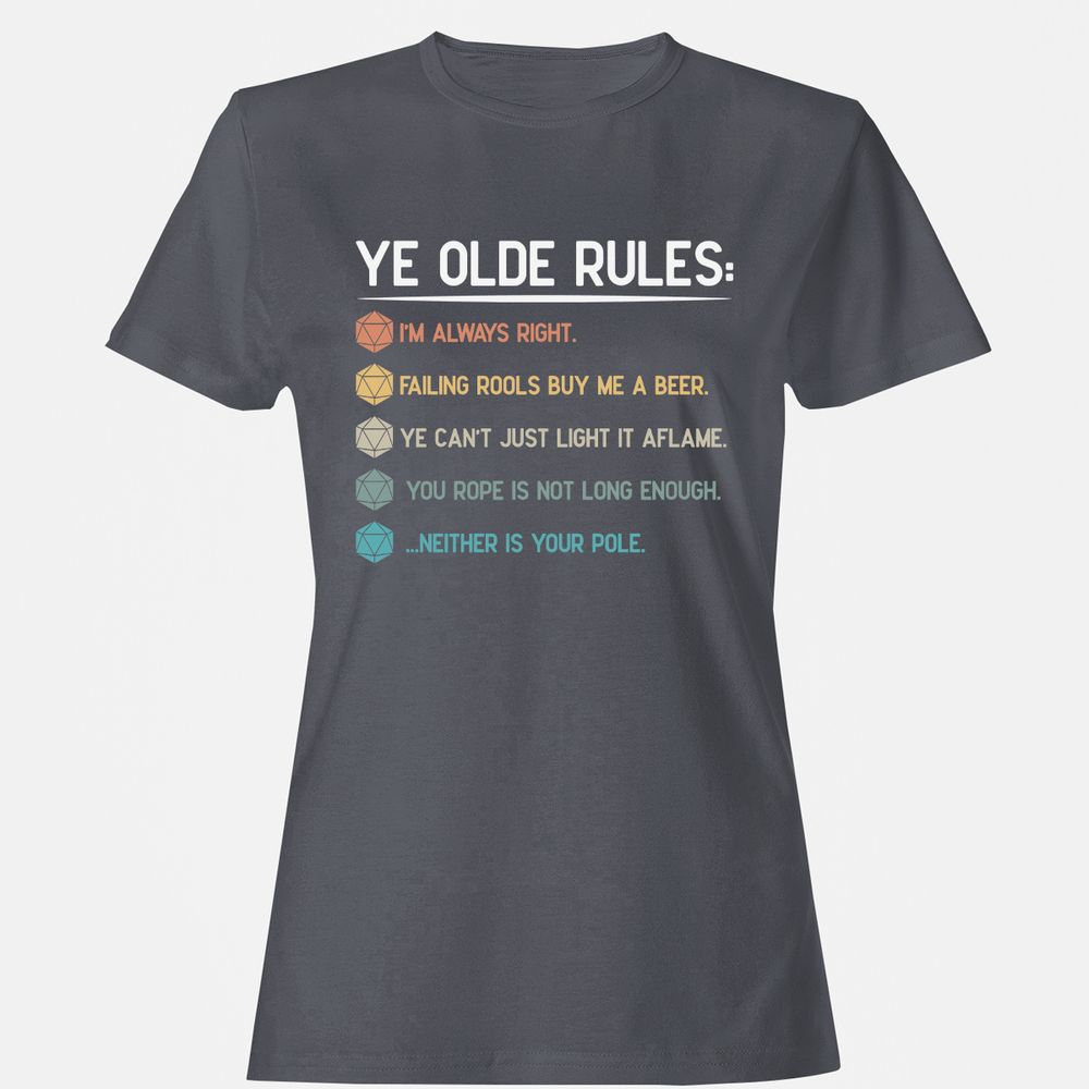 Dungeon Master Rules – Ye Olde RPG Women's T-Shirt - Dark Heather - 5