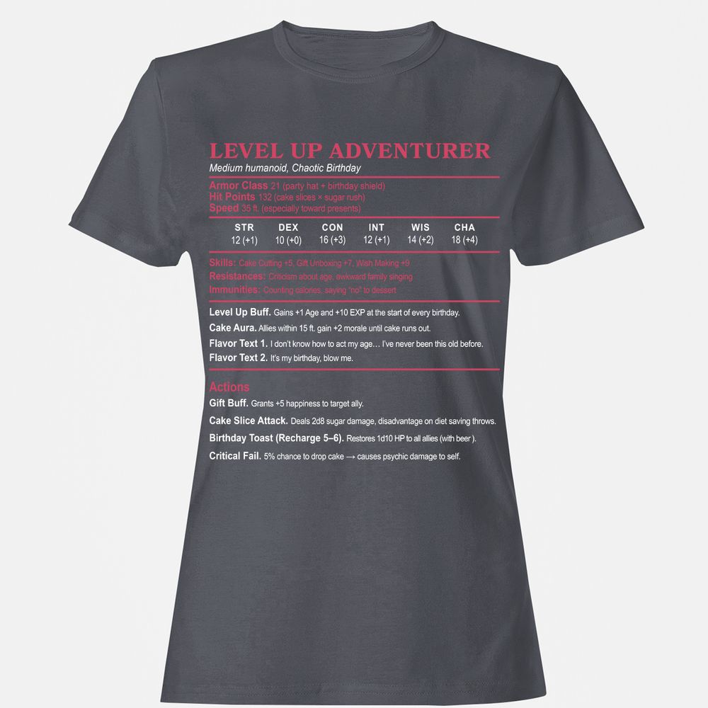 Level Up Adventurer Women's T-Shirt - Dark Heather - 5