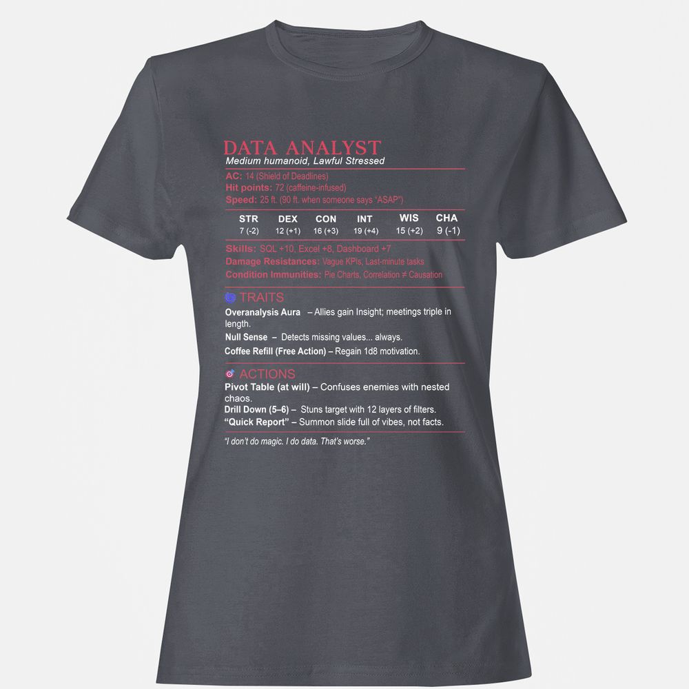 Data Analyst Stats Women's T-Shirt - Dark Heather - 5