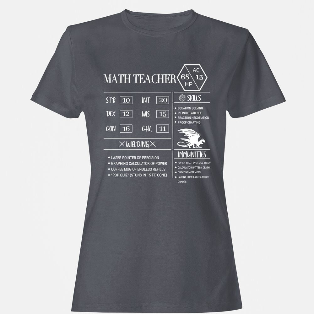 Math Teacher New Women's T-Shirt - Dark Heather - 5