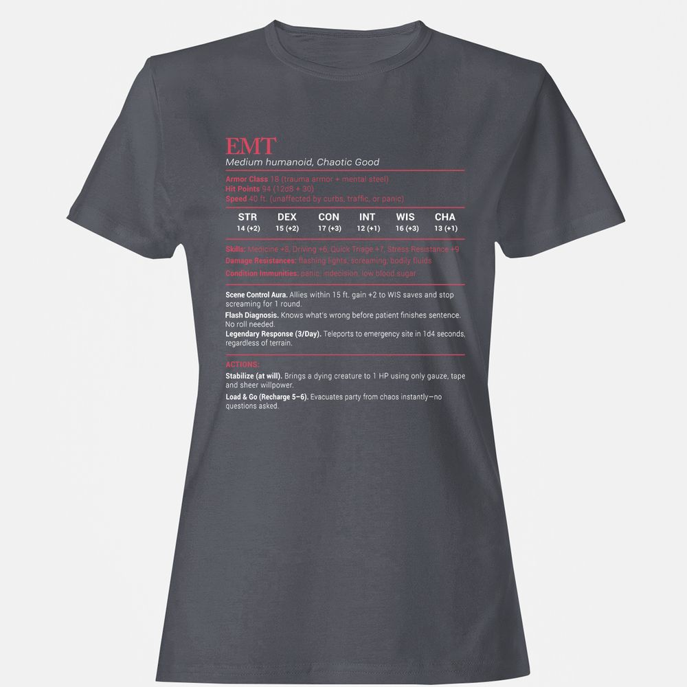 EMT Stats Women's T-Shirt - Dark Heather - 5